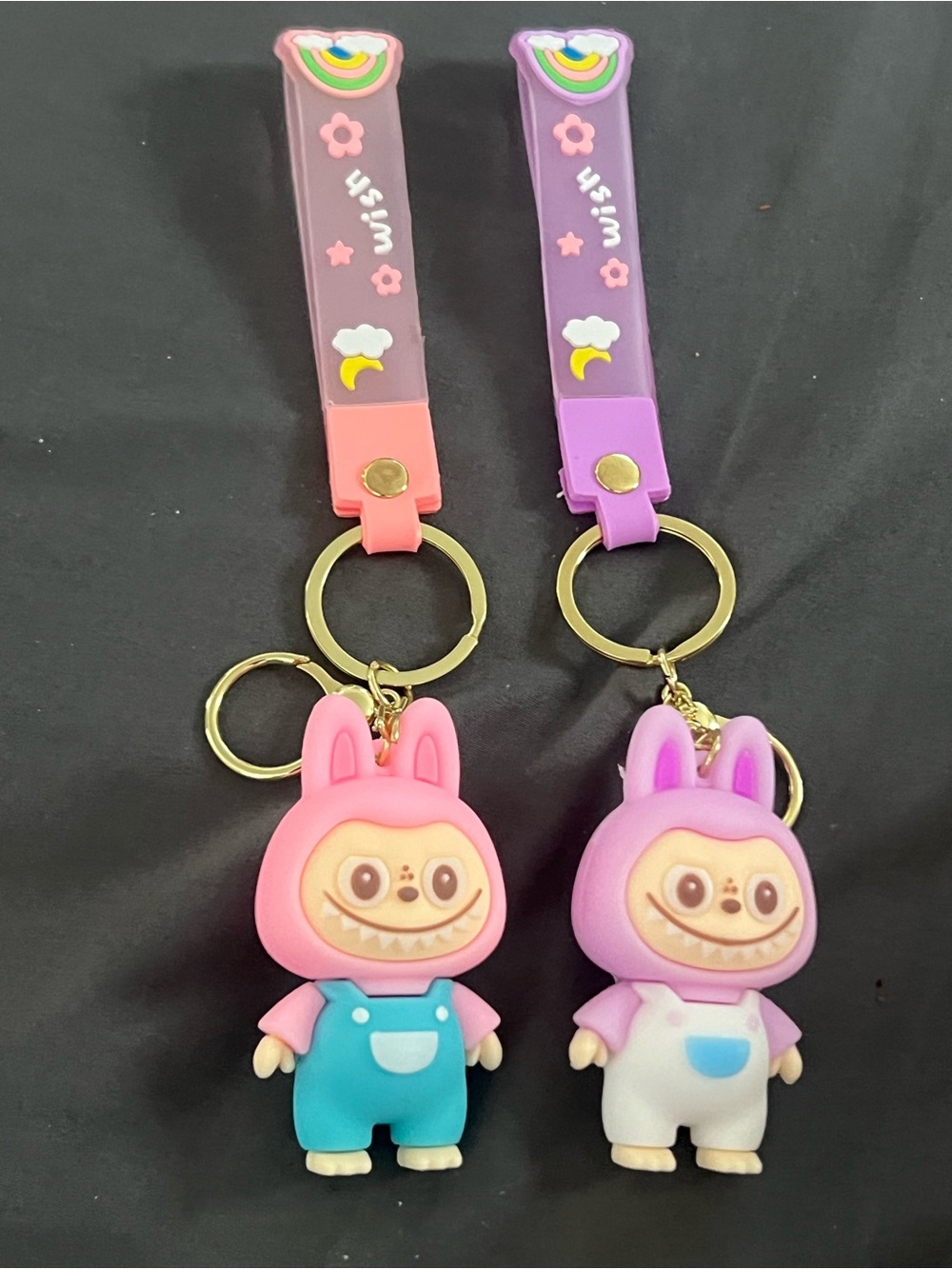 Labubu Cute Bunny Character Keychain - set of 2 Pink & Purple Silicone Kids Toy
